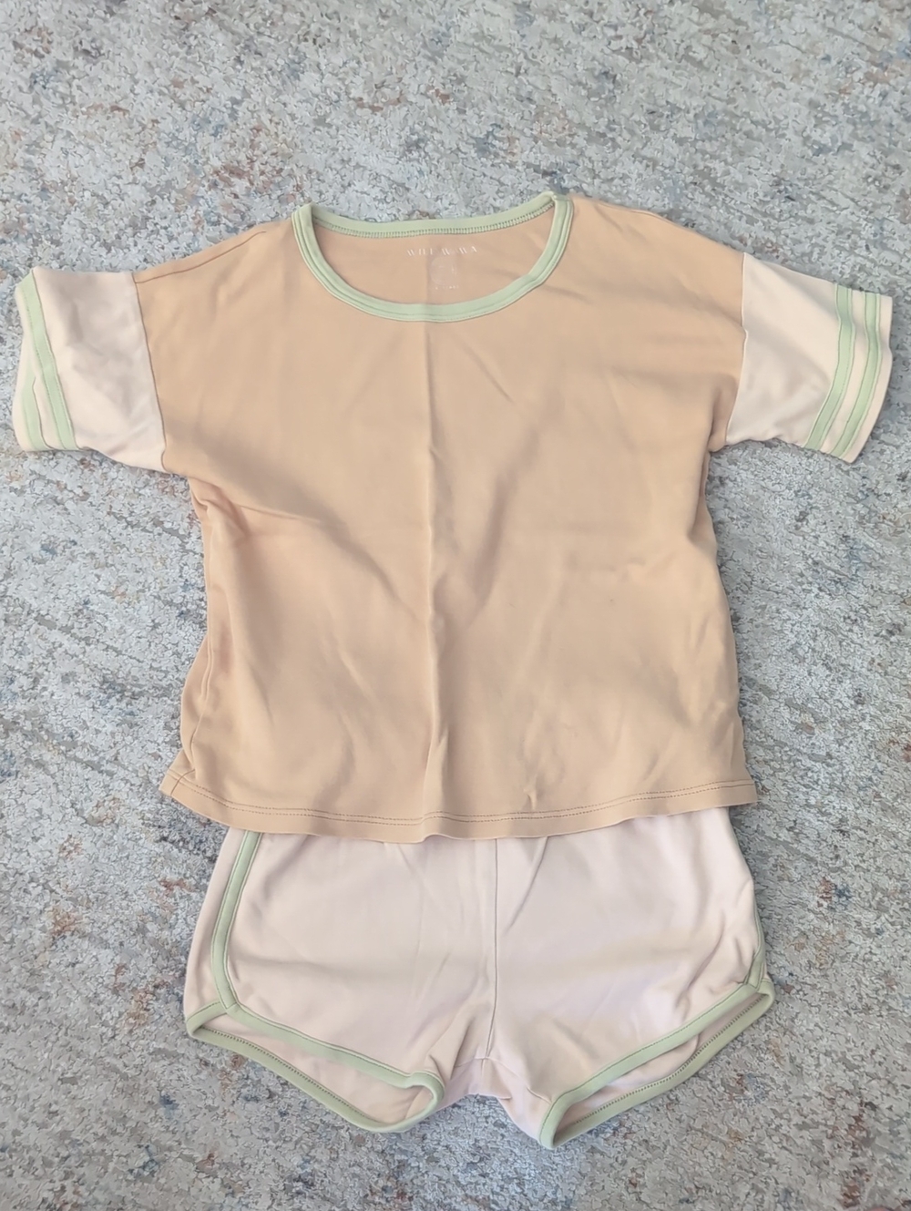 Kids Peach & Cream Matching Set with Mint Trim